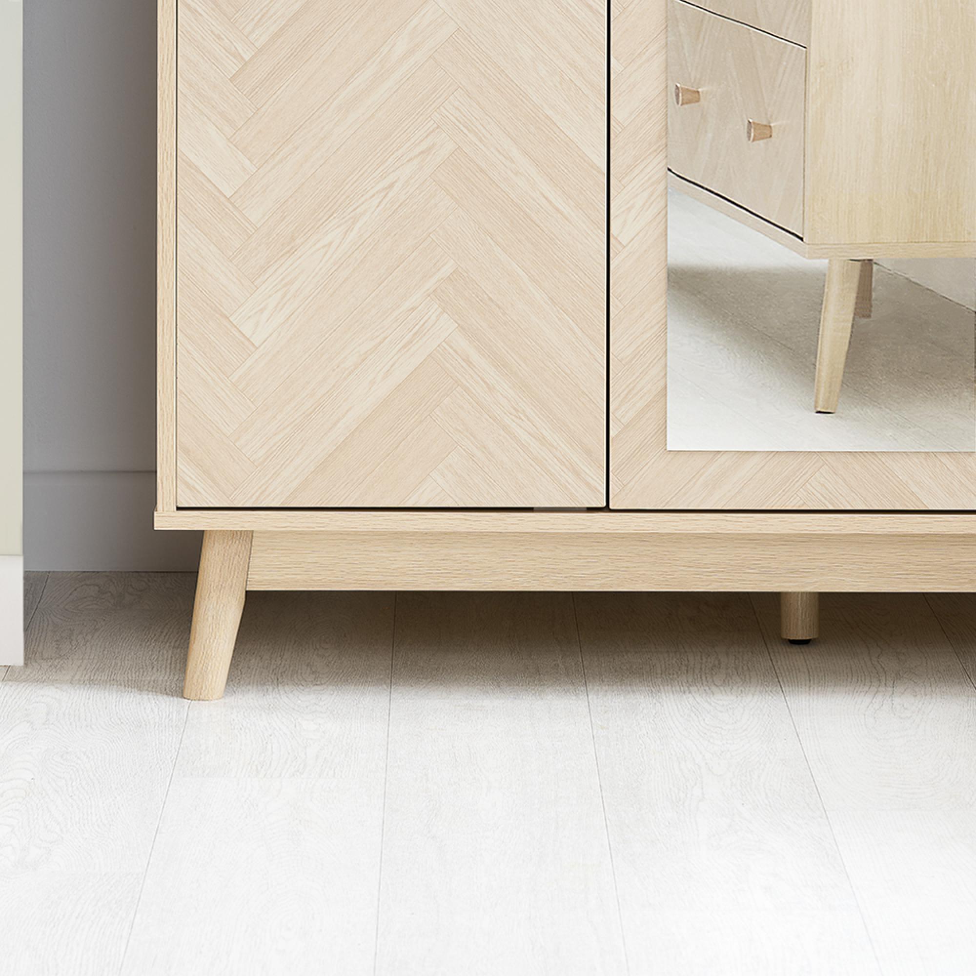 Product photograph of Herringford Oak 3 Door Mirror Wardrobe from Choice Furniture Superstore.
