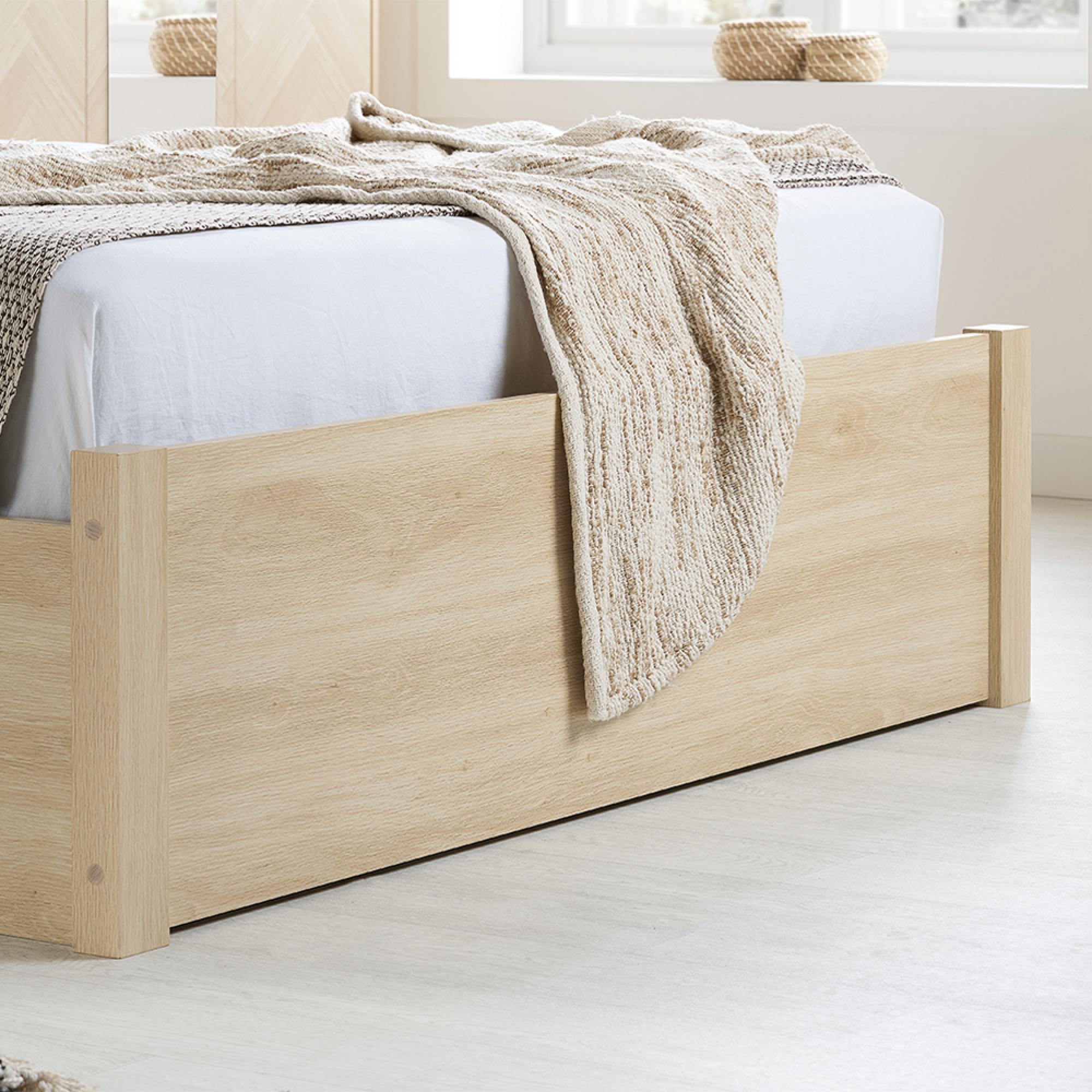 Product photograph of Herringford Oak Ottoman Storage Bed - Sizes Available from Choice Furniture Superstore.