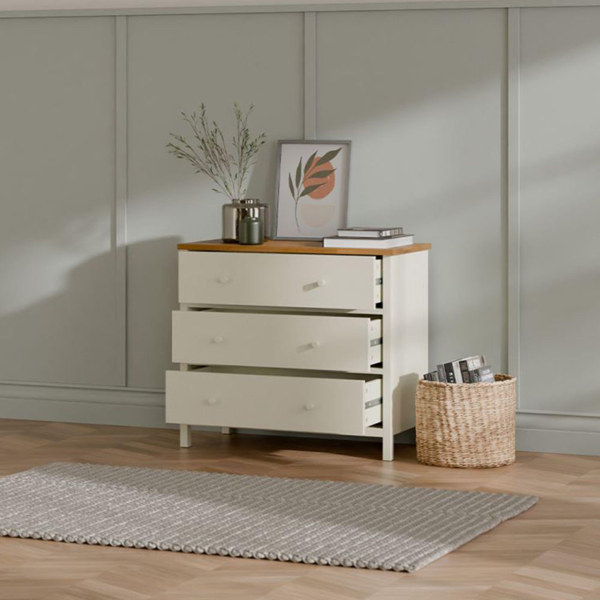 Product photograph of Coxmoor Ivory Painted 3 Drawer Chest from Choice Furniture Superstore.