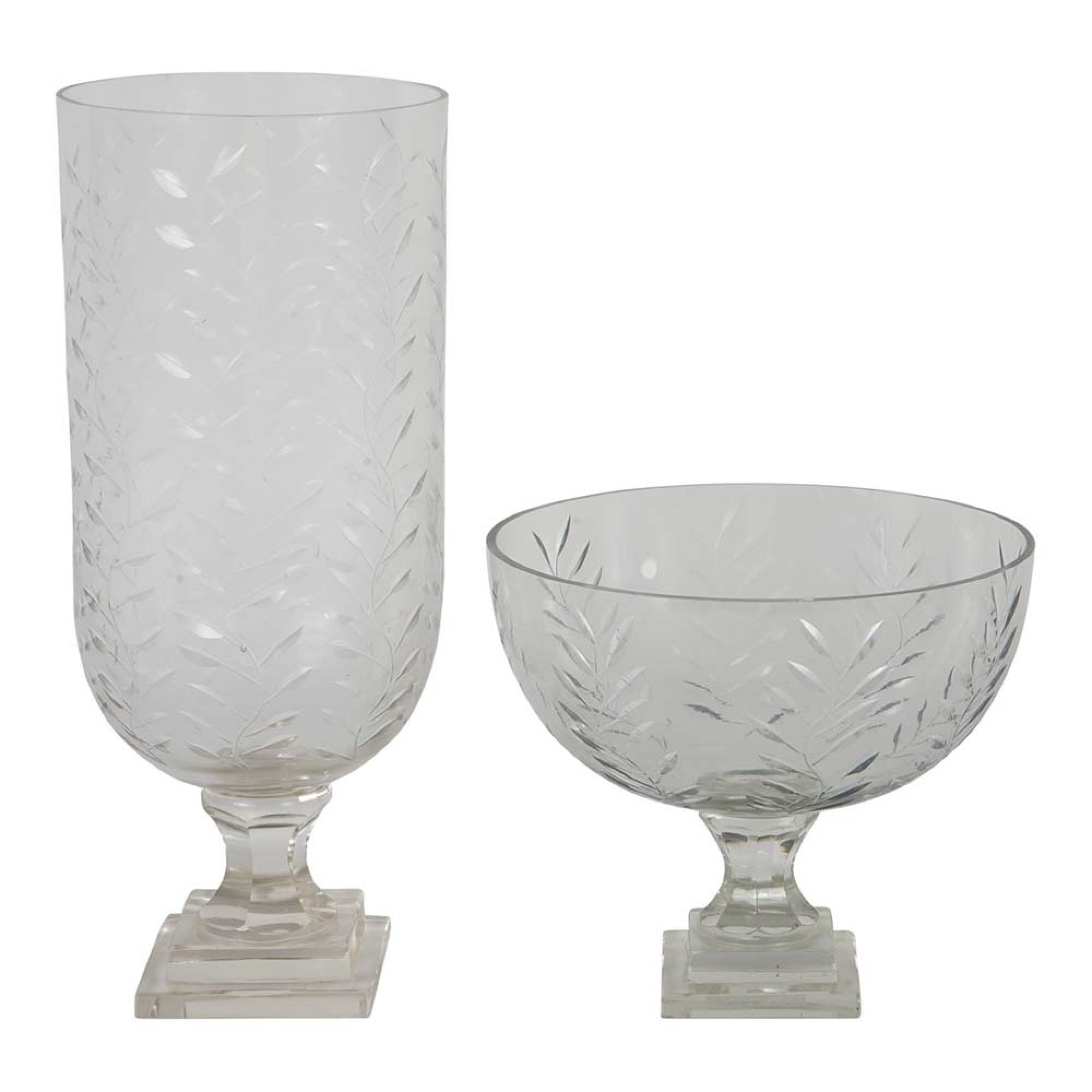 Product photograph of Libra Laura Ashley Glass Cut Hurricane Medium from Choice Furniture Superstore.