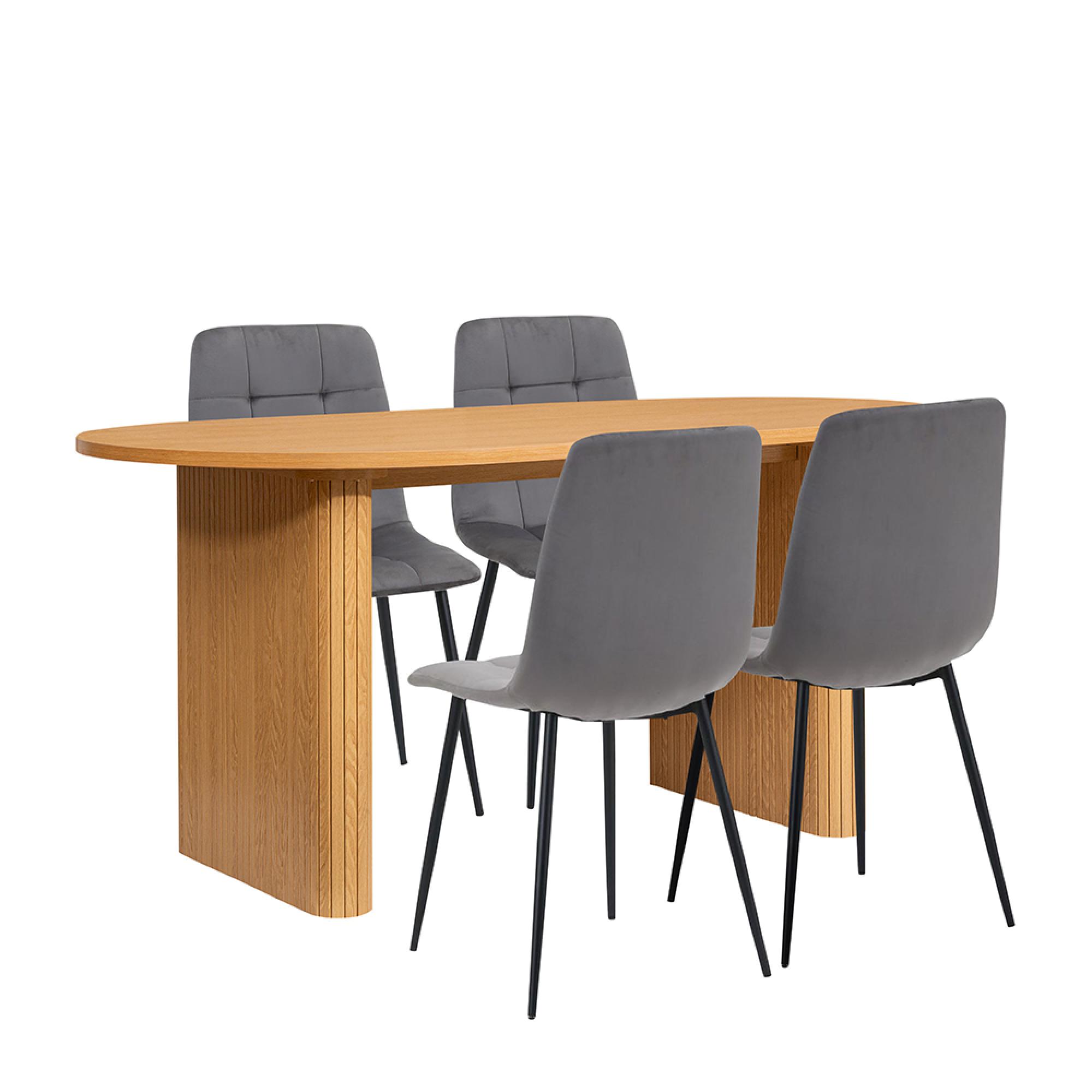 Product photograph of Axel Brown Oval Fluted Dining Set With 4 Chair from Choice Furniture Superstore.