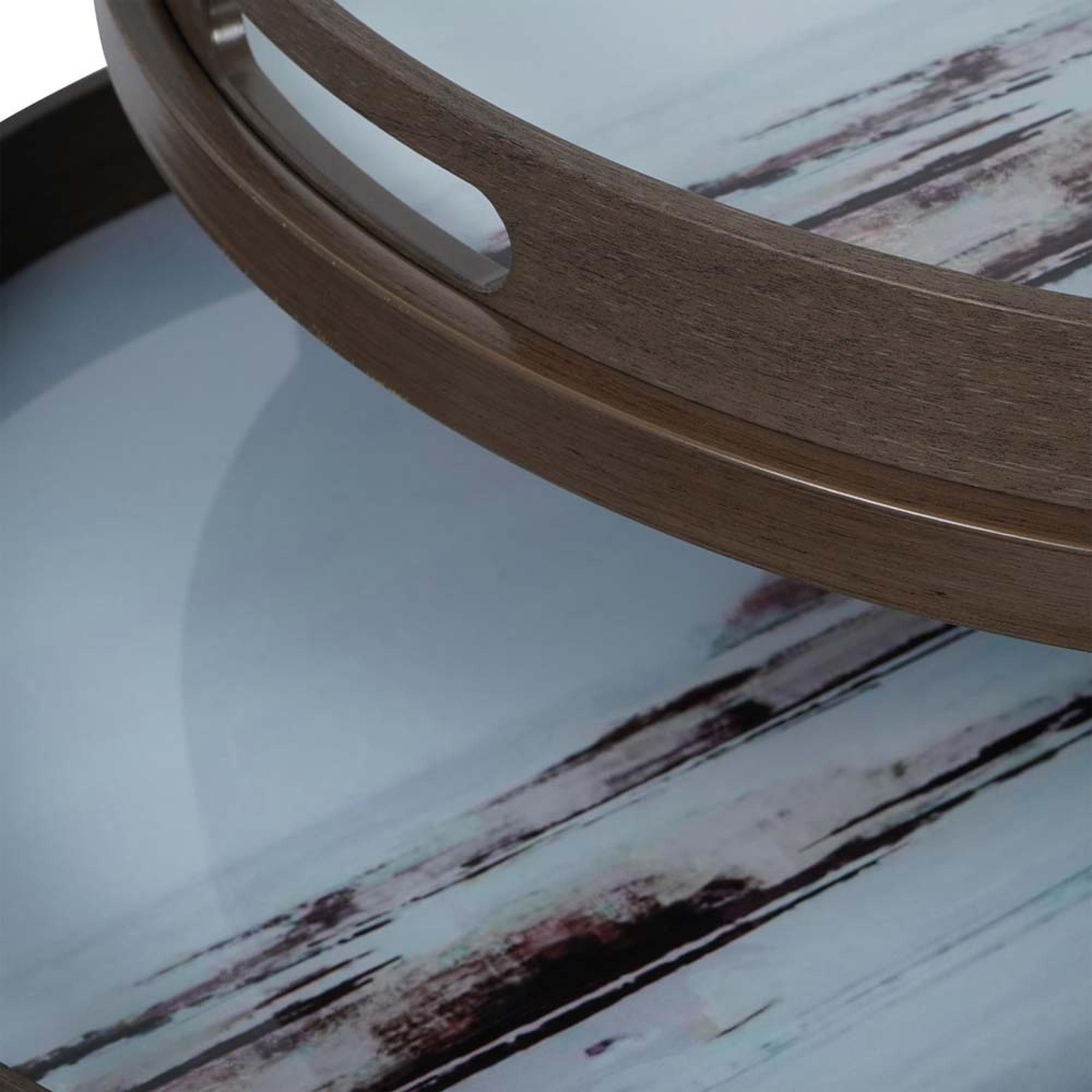 Product photograph of Libra Blurred Seascape Set Of 2 Side Tray Tables from Choice Furniture Superstore.