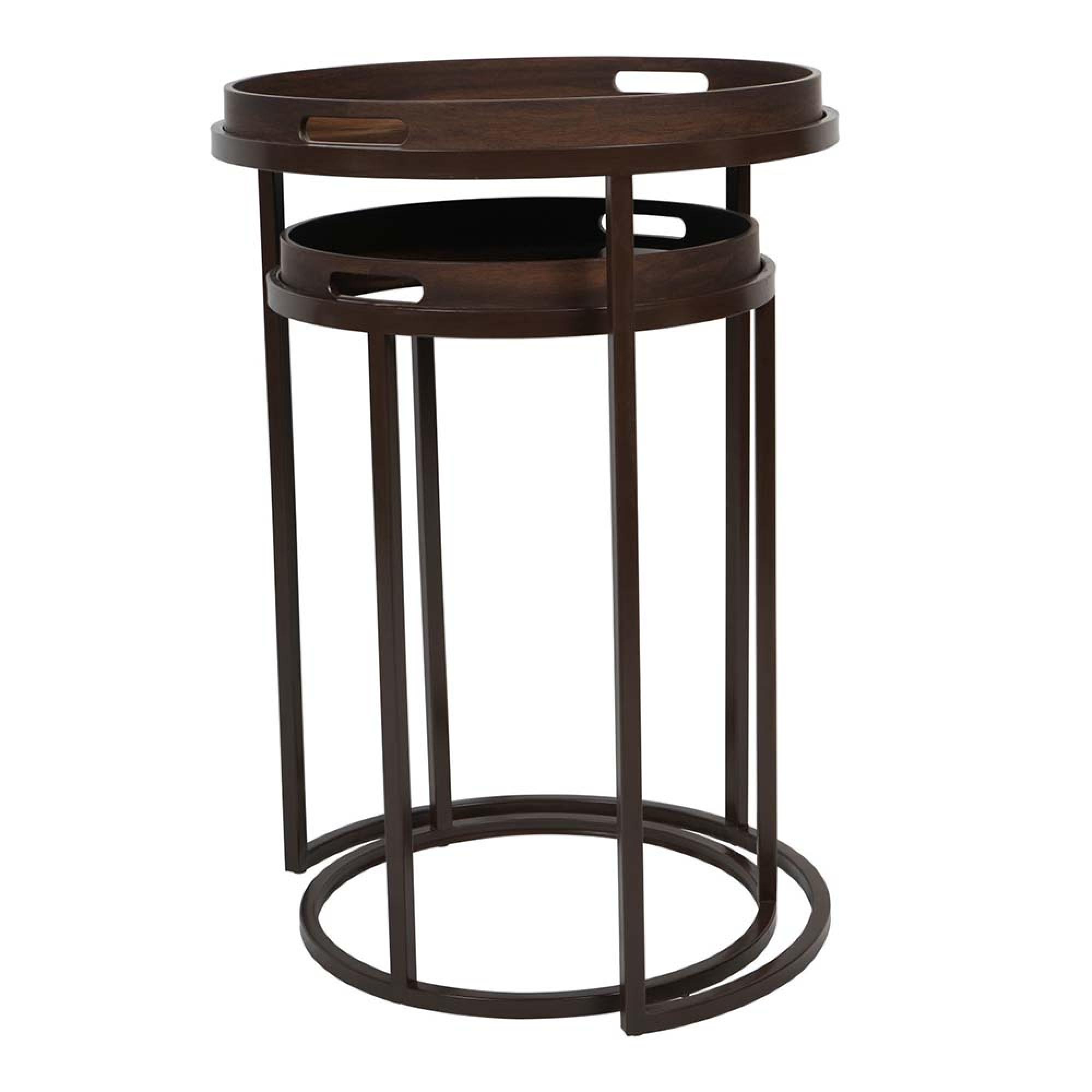 Product photograph of Libra Golden Burst Set Of 2 Side Tray Tables from Choice Furniture Superstore.