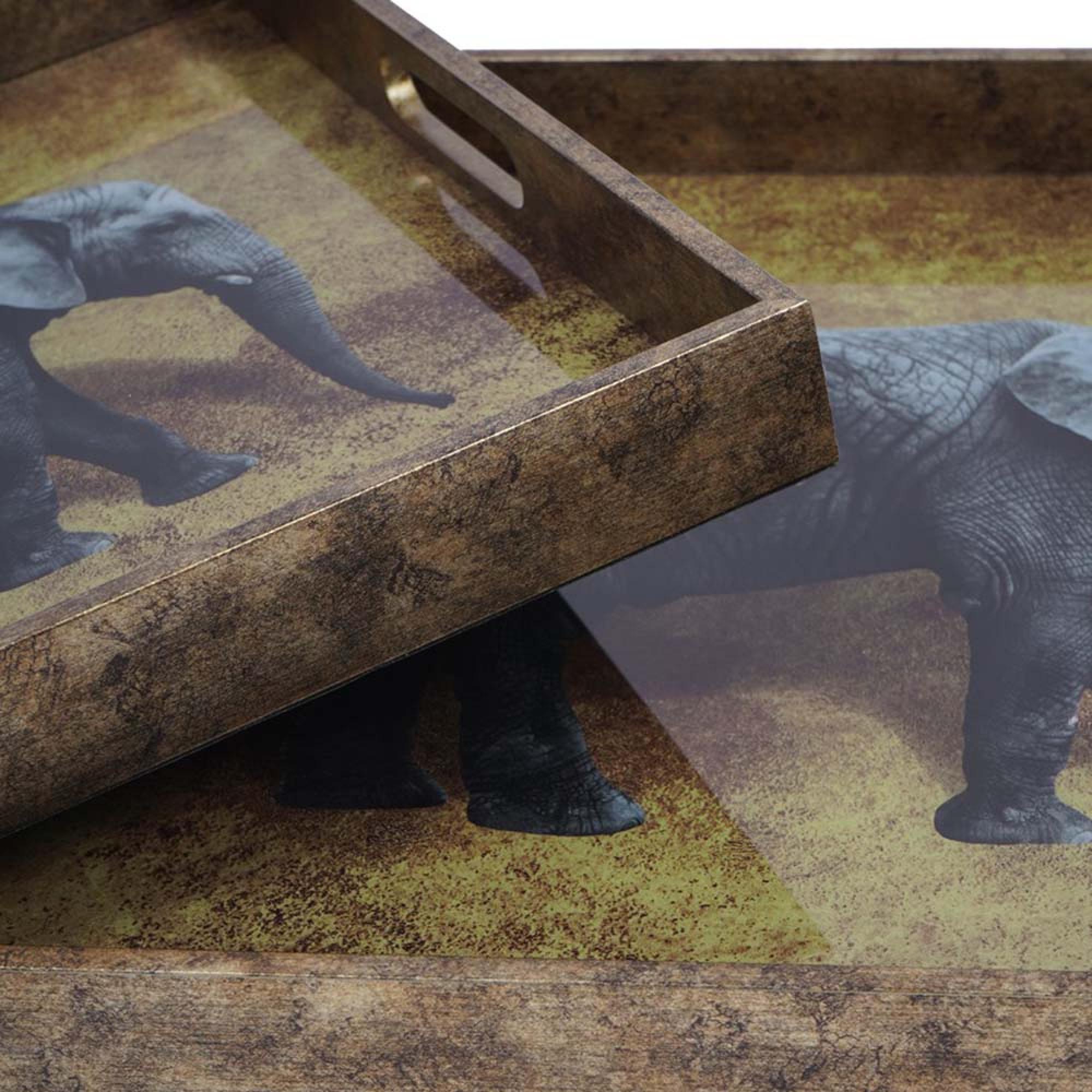 Product photograph of Libra Elephant Decorative Set Of 2 Nesting Trays from Choice Furniture Superstore.