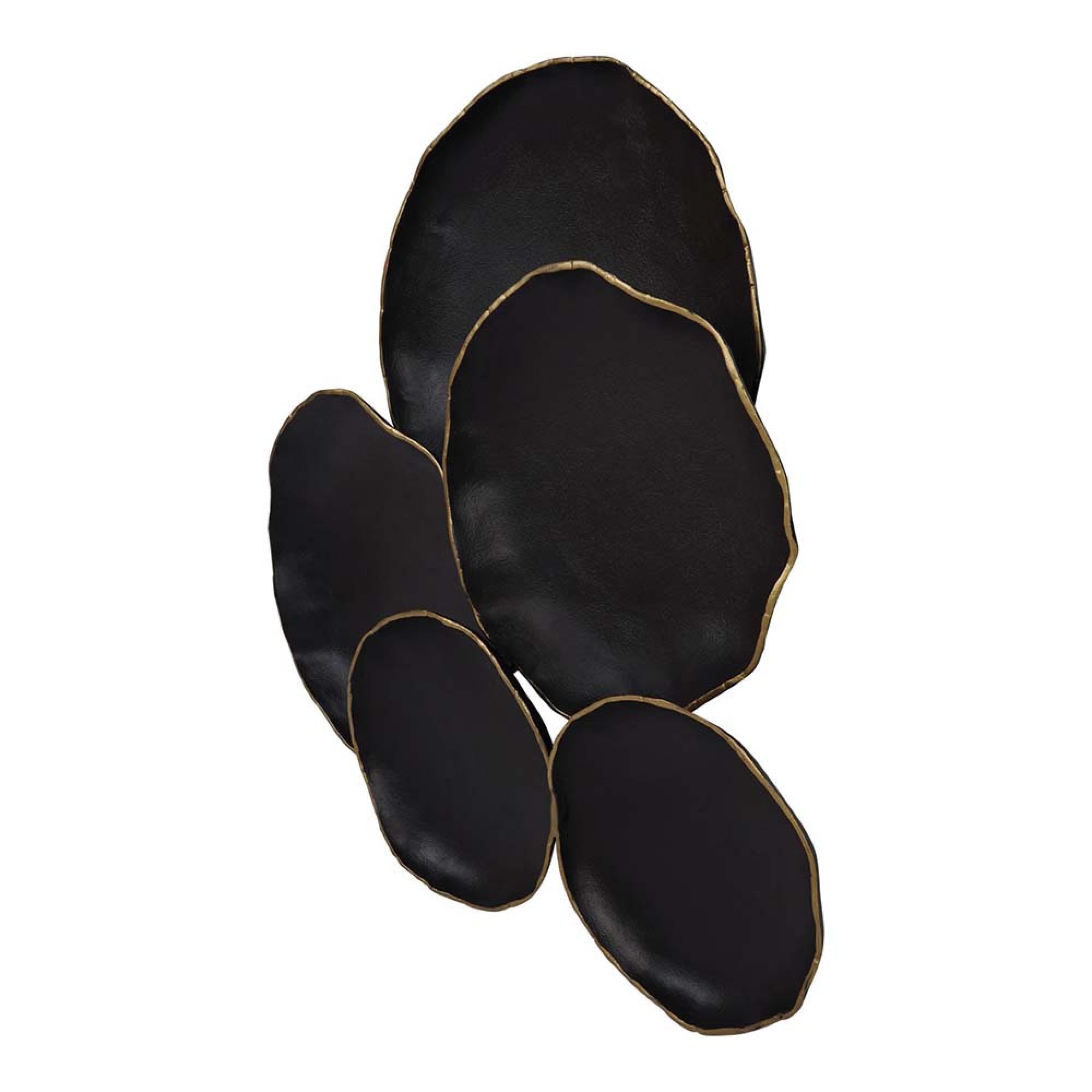 Product photograph of Libra Arlow 5 Disc Black Metal Wall Art from Choice Furniture Superstore.