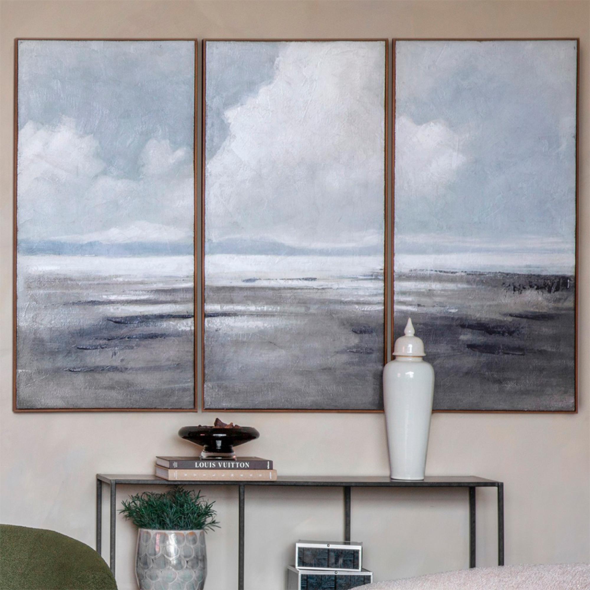 Product photograph of Libra Hazy Horizons Framed Wall Art Set Of Three from Choice Furniture Superstore.
