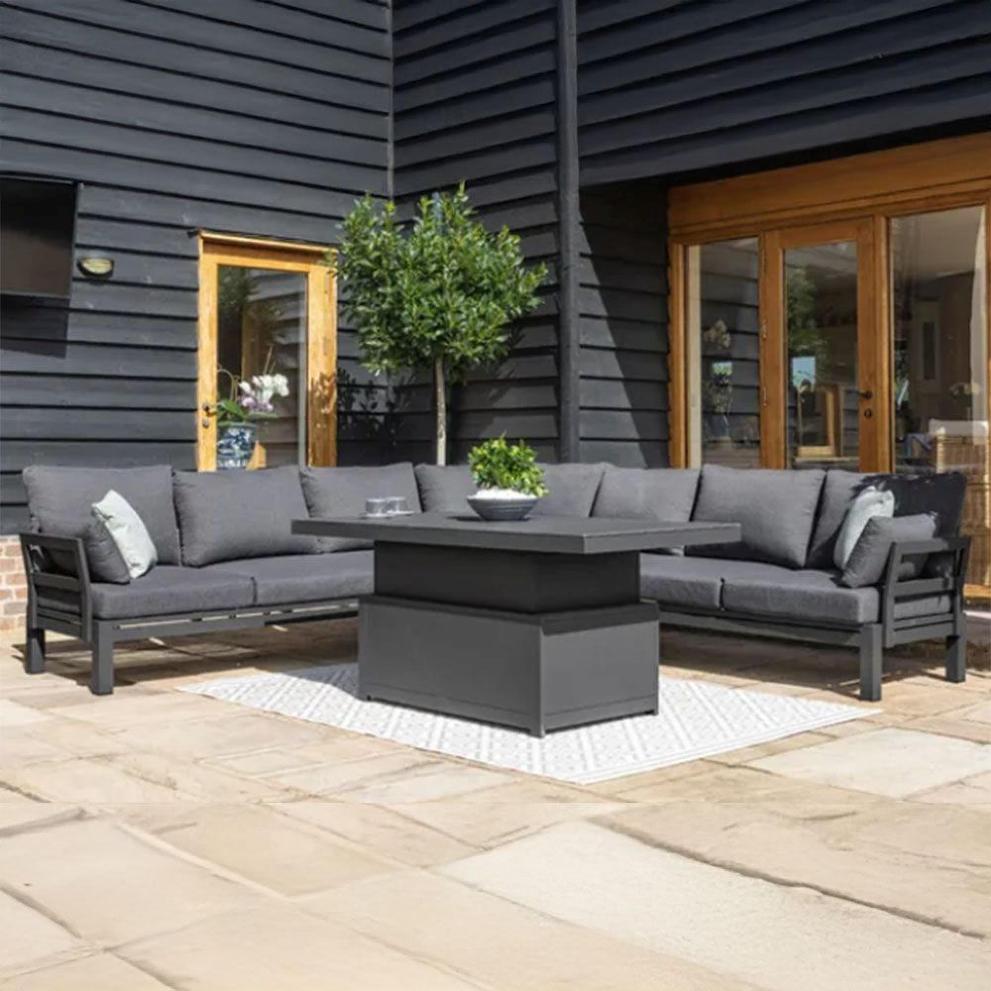 Product photograph of Maze Oslo Charcoal Large Corner Group With Rising Table from Choice Furniture Superstore.