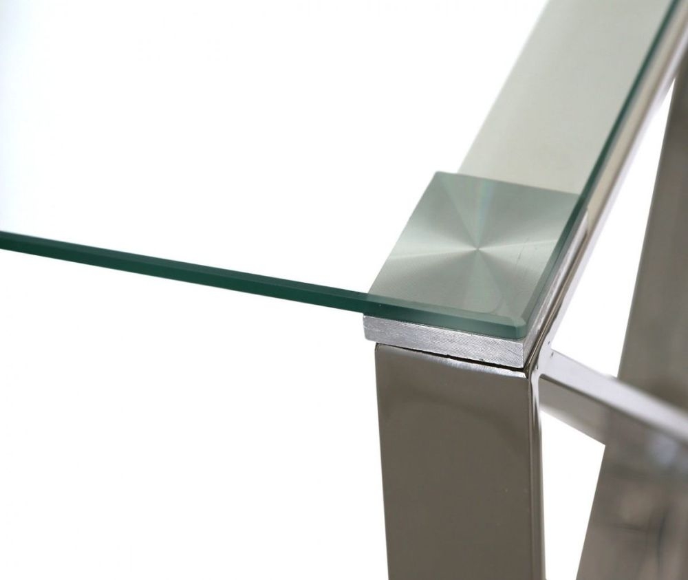 Product photograph of Zenith Glass And Chrome Sofa Table from Choice Furniture Superstore.