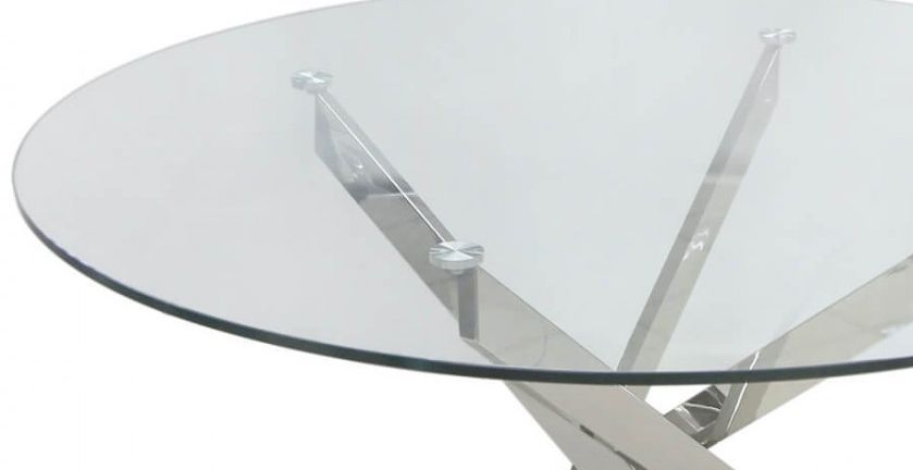 Product photograph of Nova Value Glass And Chrome Large Round Dining Table from Choice Furniture Superstore.