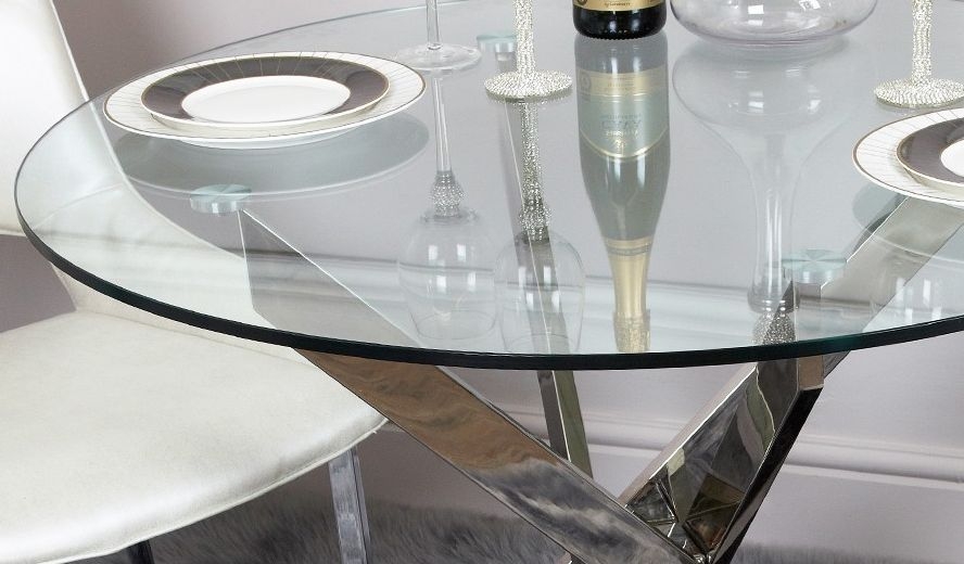 Product photograph of Nova Value Glass And Chrome Round Dining Table from Choice Furniture Superstore.
