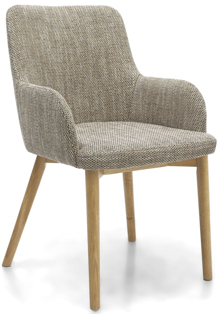 Product photograph of Sidcup Tweed Oatmeal Dining Chair Sold In Pairs from Choice Furniture Superstore.