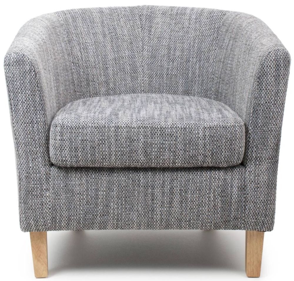 Product photograph of Tweed Grey Tub Chair And Stool Set from Choice Furniture Superstore.