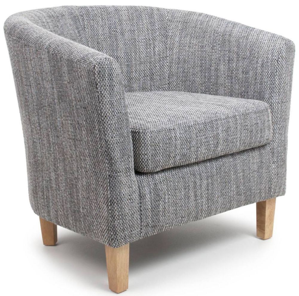 Product photograph of Tweed Grey Tub Chair And Stool Set from Choice Furniture Superstore.