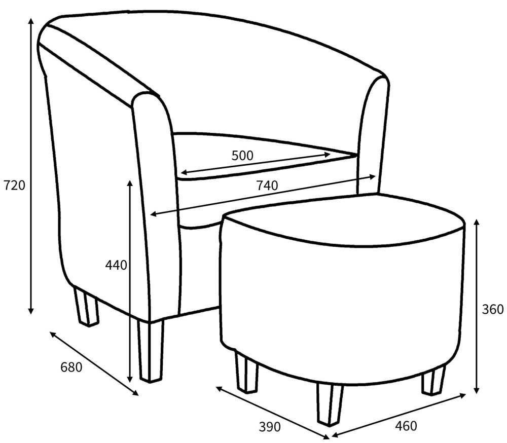 Shankar Tweed Grey Fabric Tub Chair with Stool CFS Furniture UK