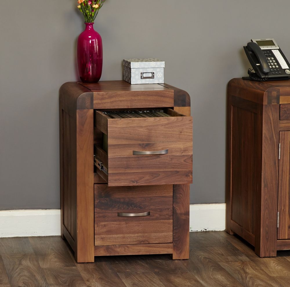 Product photograph of Shiro Walnut 2 Drawer Filing Cabinet from Choice Furniture Superstore.