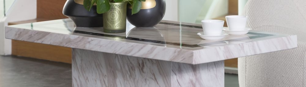 Product photograph of Rome Marble Coffee Table Cream Rectangular Top With Pedestal Base from Choice Furniture Superstore.