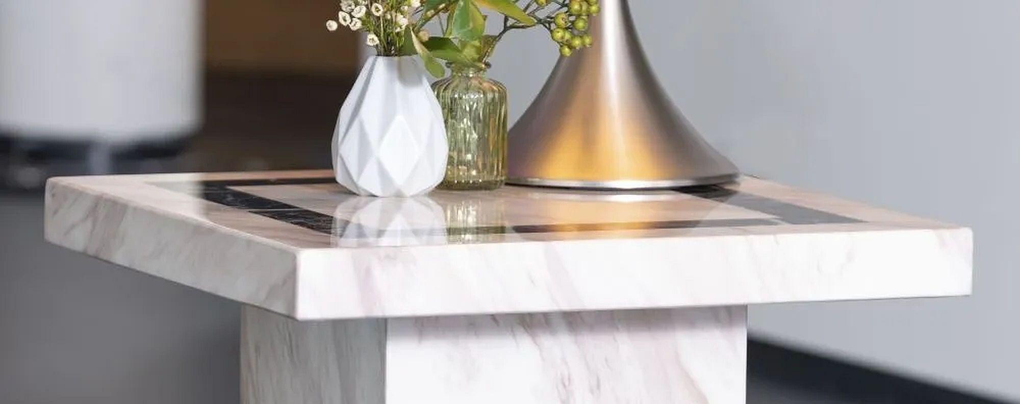 Product photograph of Rome Cream Marble Side Table from Choice Furniture Superstore.