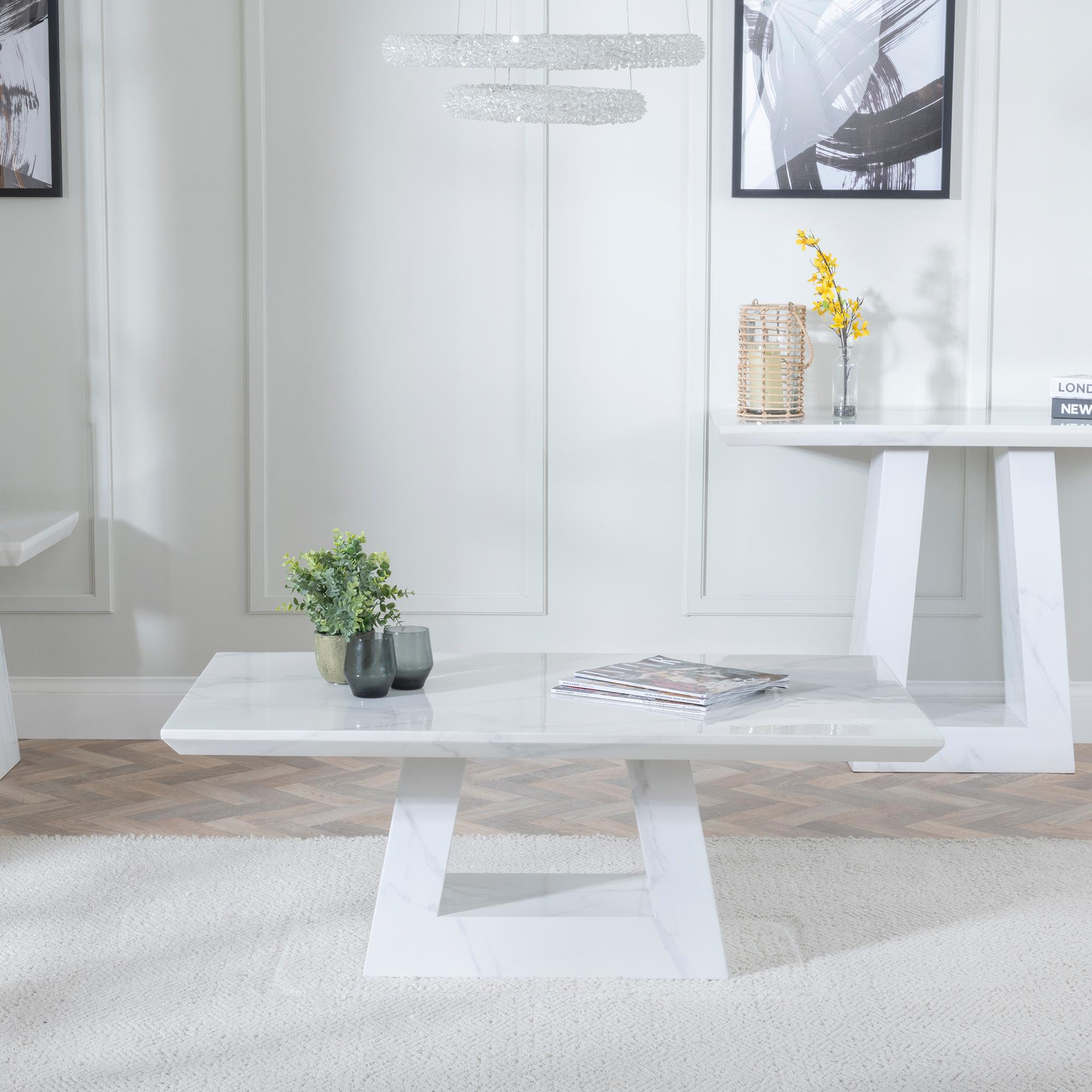 Product photograph of Milan White Marble Coffee Table from Choice Furniture Superstore.
