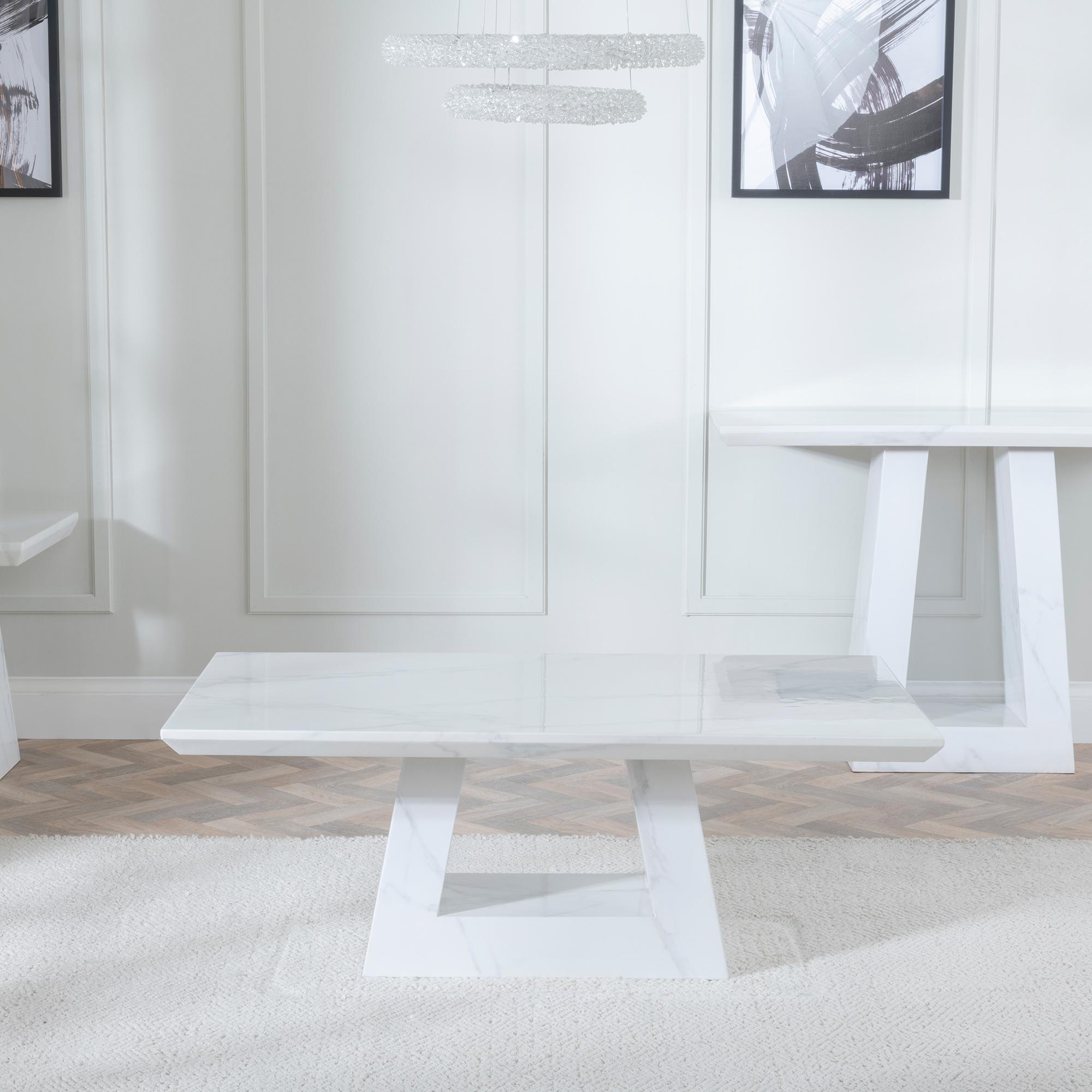 Product photograph of Milan White Marble Coffee Table from Choice Furniture Superstore.