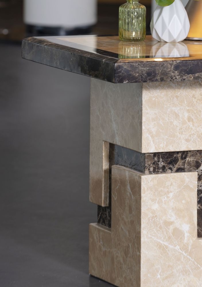 Product photograph of Venice Marble Side Table Cream Square Top With Pedestal Base from Choice Furniture Superstore.