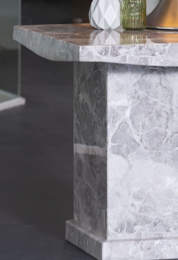Product photograph of Turin Marble Lamp Table Grey Square Top With Pedestal Base from Choice Furniture Superstore.