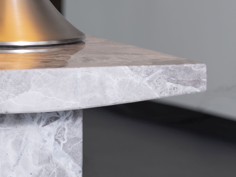Product photograph of Turin Marble Lamp Table Grey Square Top With Pedestal Base from Choice Furniture Superstore.