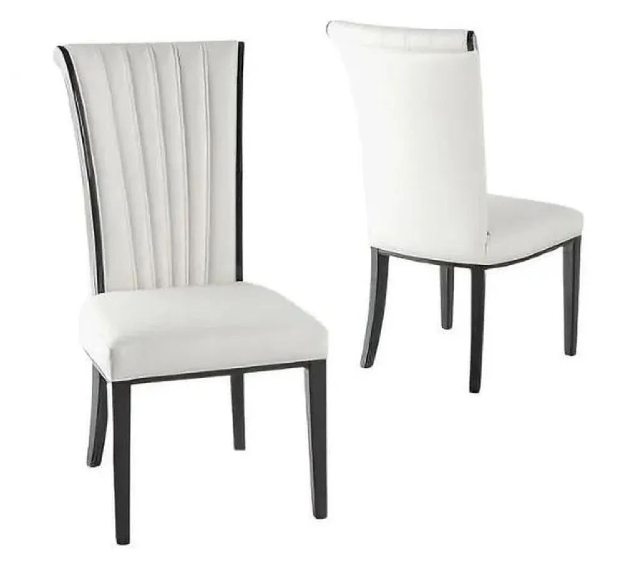 Product photograph of Cadiz White Leather Large High Back Dining Chair With Black Legs from Choice Furniture Superstore.