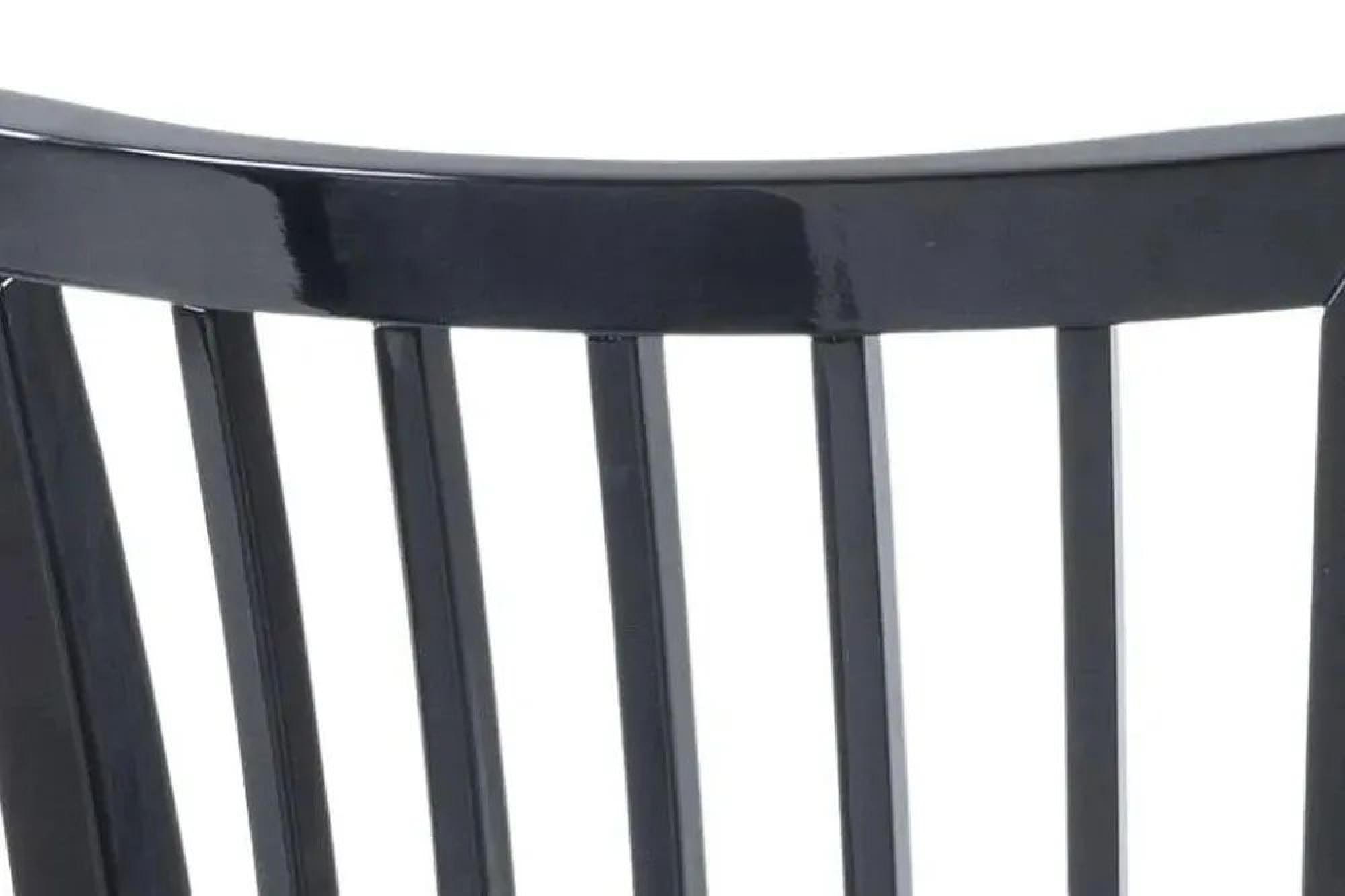 Product photograph of Athena Black High Gloss Slatted Back Dining Chair With Grey Seat Pads from Choice Furniture Superstore.