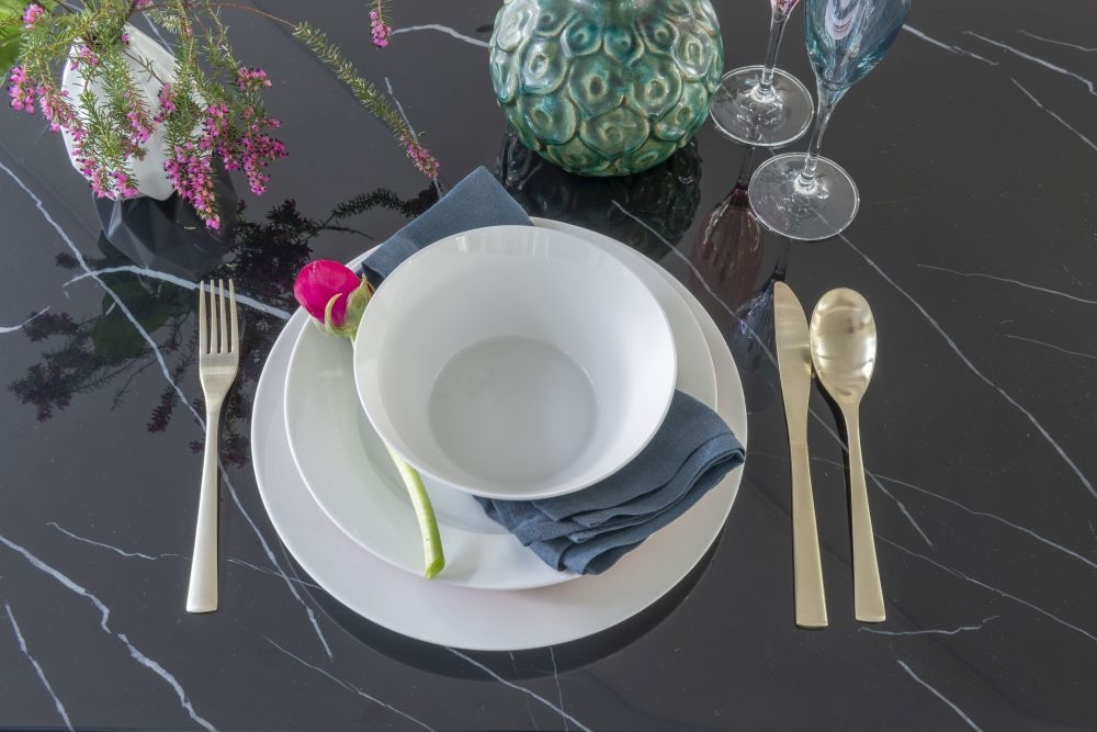 Product photograph of Naples Black Marble Dining Set - Cadiz Chairs from Choice Furniture Superstore.