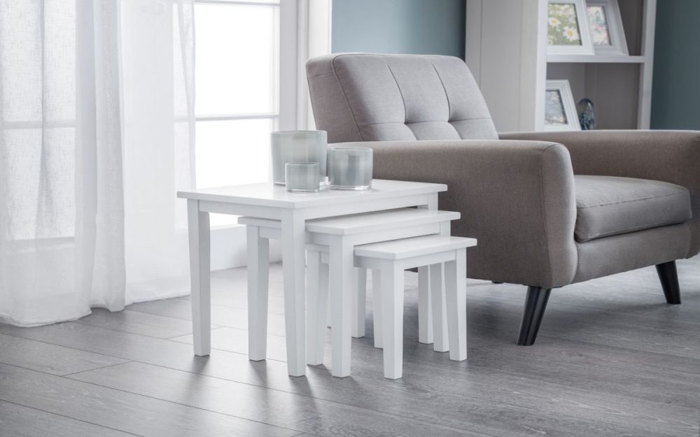 Product photograph of Cleo White Nest Of 3 Tables from Choice Furniture Superstore.