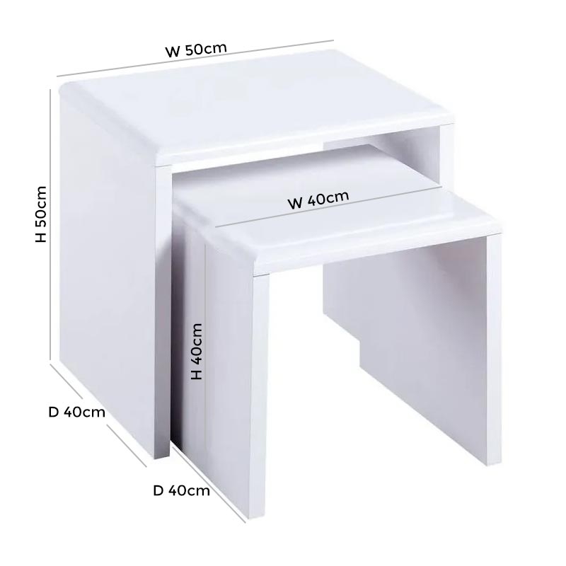 Product photograph of Manhattan White High Gloss Nest Of 2 Tables from Choice Furniture Superstore.