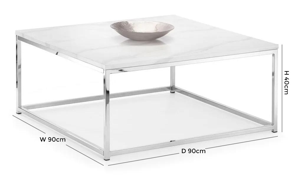Scala White Marble and Chrome Square Coffee Table