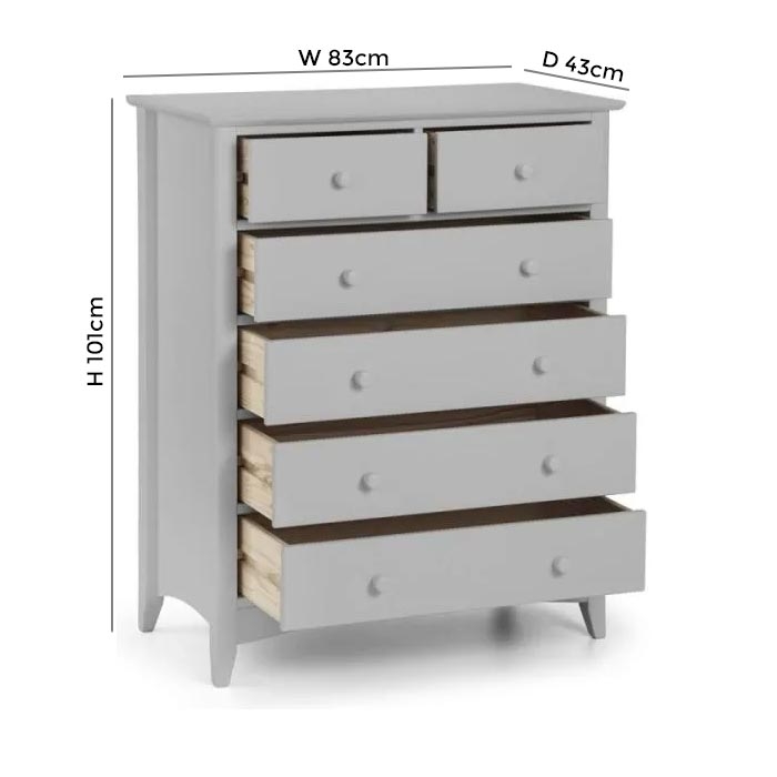 Product photograph of Cameo Dove Grey Lacquer Pine 2 4 Drawer Chest from Choice Furniture Superstore.