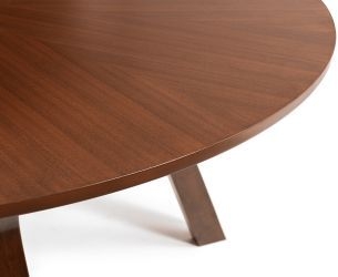 Product photograph of Huxley Walnut Round Dining Table - 4 Seater from Choice Furniture Superstore.