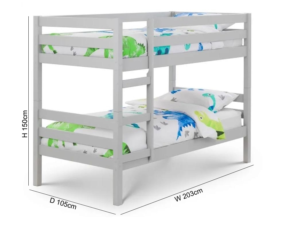 Product photograph of Camden Dove Grey Lacquer Pine Bunk Bed from Choice Furniture Superstore.