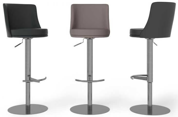 Product photograph of Bruno Black Faux Leather Bar Stool Sold In Pairs from Choice Furniture Superstore.