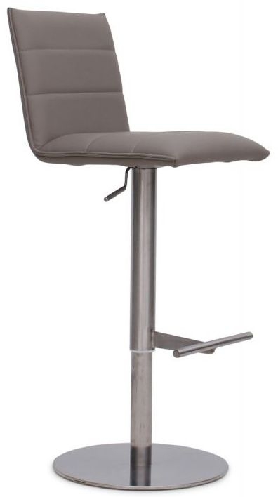 Product photograph of Set Of 2 Riva Taupe Faux Leather Adjustable Swivel Barstool With Back from Choice Furniture Superstore.