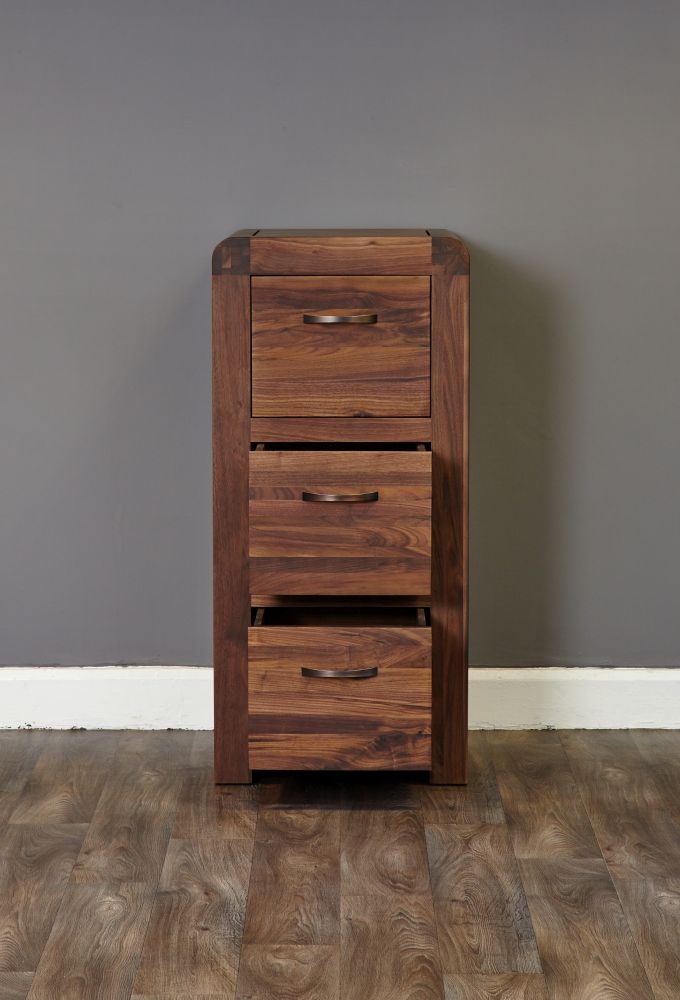 Product photograph of Shiro Walnut 3 Drawer Filing Cabinet from Choice Furniture Superstore.