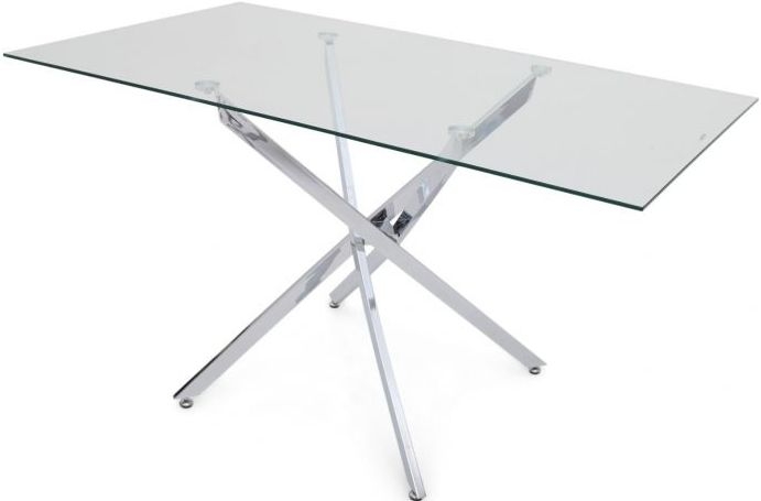 Product photograph of Hillburn Dining Table - Glass And Chrome from Choice Furniture Superstore.