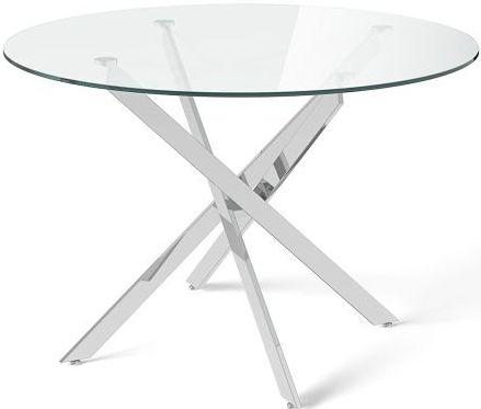 Product photograph of Hillburn Round Dining Table - Glass And Chrome from Choice Furniture Superstore.
