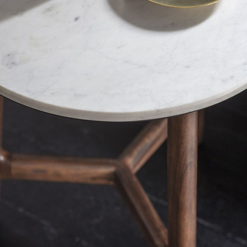 Product photograph of Barcelona Marble Top Round Side Table from Choice Furniture Superstore.