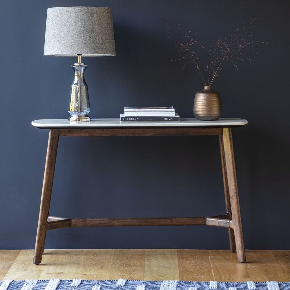 Product photograph of Barcelona Marble Top 120cm Console Table from Choice Furniture Superstore.