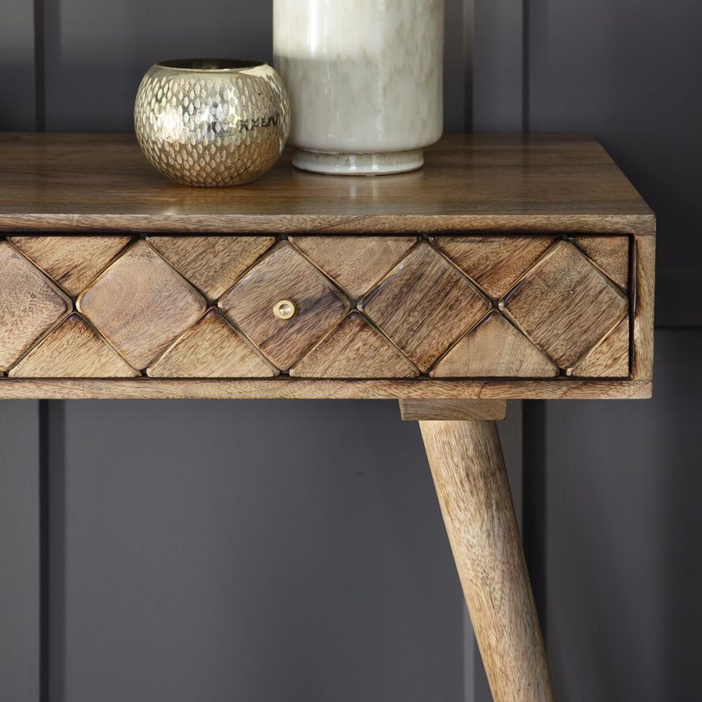 Product photograph of Louisiana Burnt Wax Mango Wood Console Table from Choice Furniture Superstore.