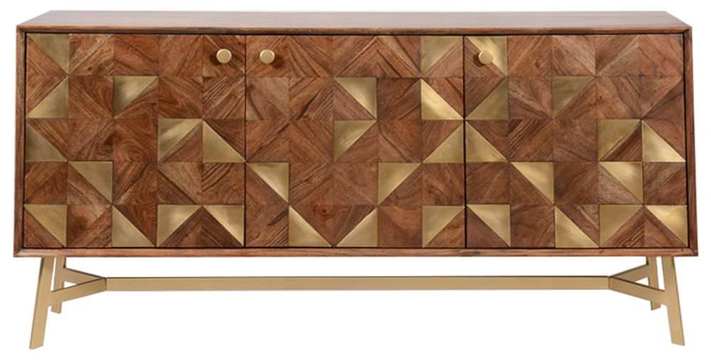 Product photograph of Michigan Acacia Wood 3 Door Sideboard from Choice Furniture Superstore.