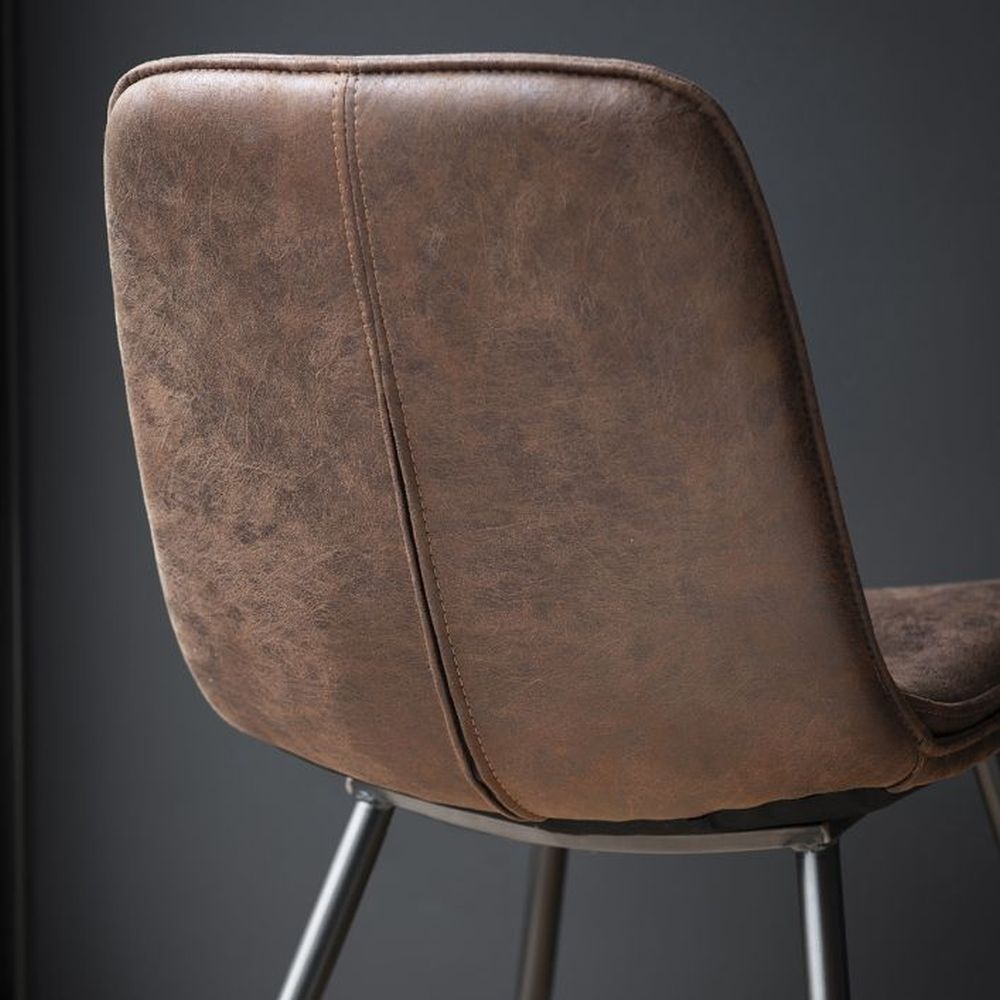 Product photograph of Oregon Brown Leather Dining Chair Sold In Pairs from Choice Furniture Superstore.