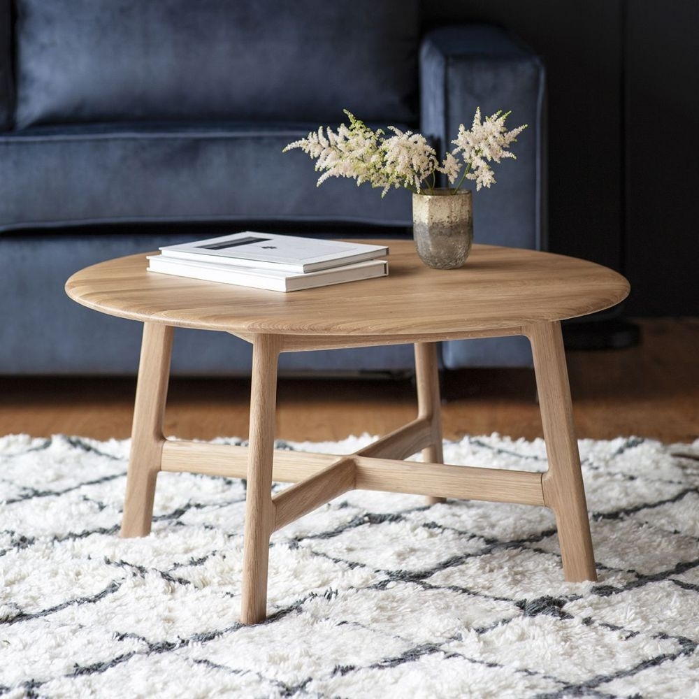 Product photograph of Carolina Oak Round Coffee Table from Choice Furniture Superstore.