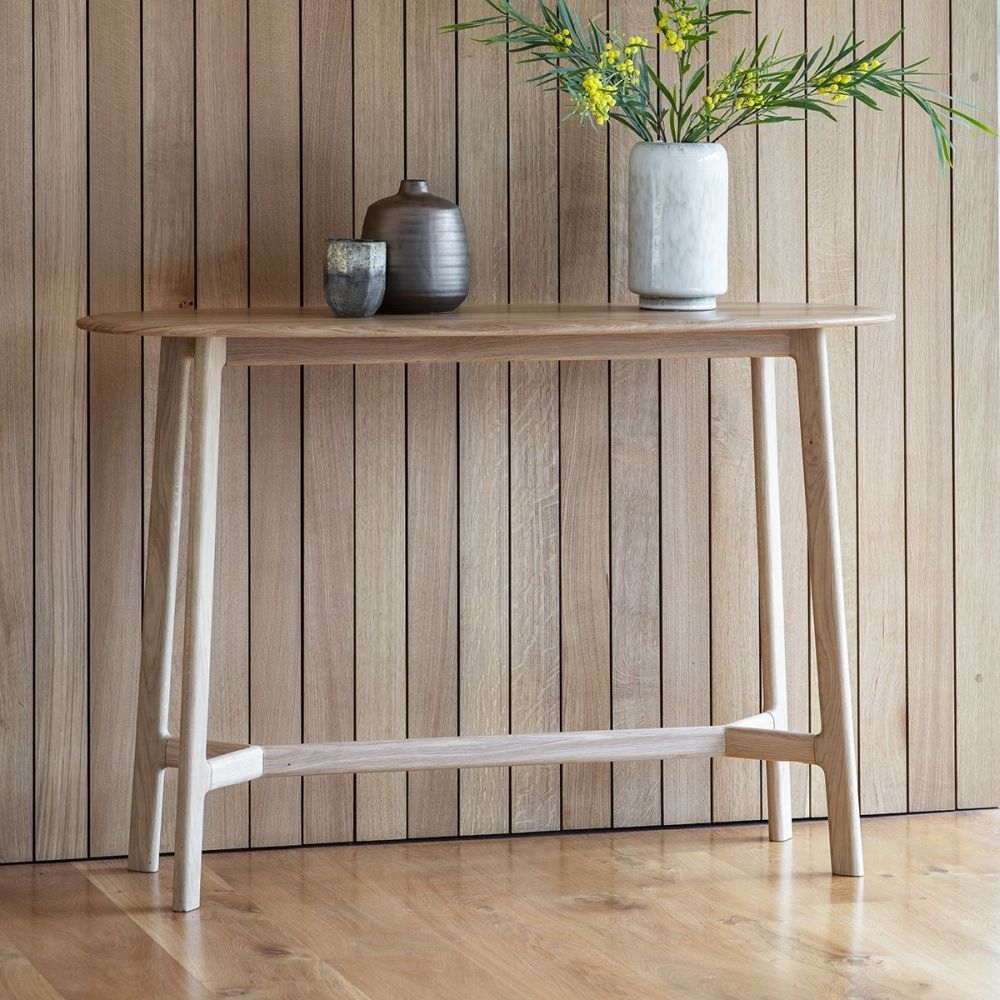 Product photograph of Madrid Oak Console Table from Choice Furniture Superstore.