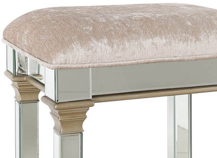 Product photograph of Apollo Champagne Gold Mirrored Padded Stool from Choice Furniture Superstore.