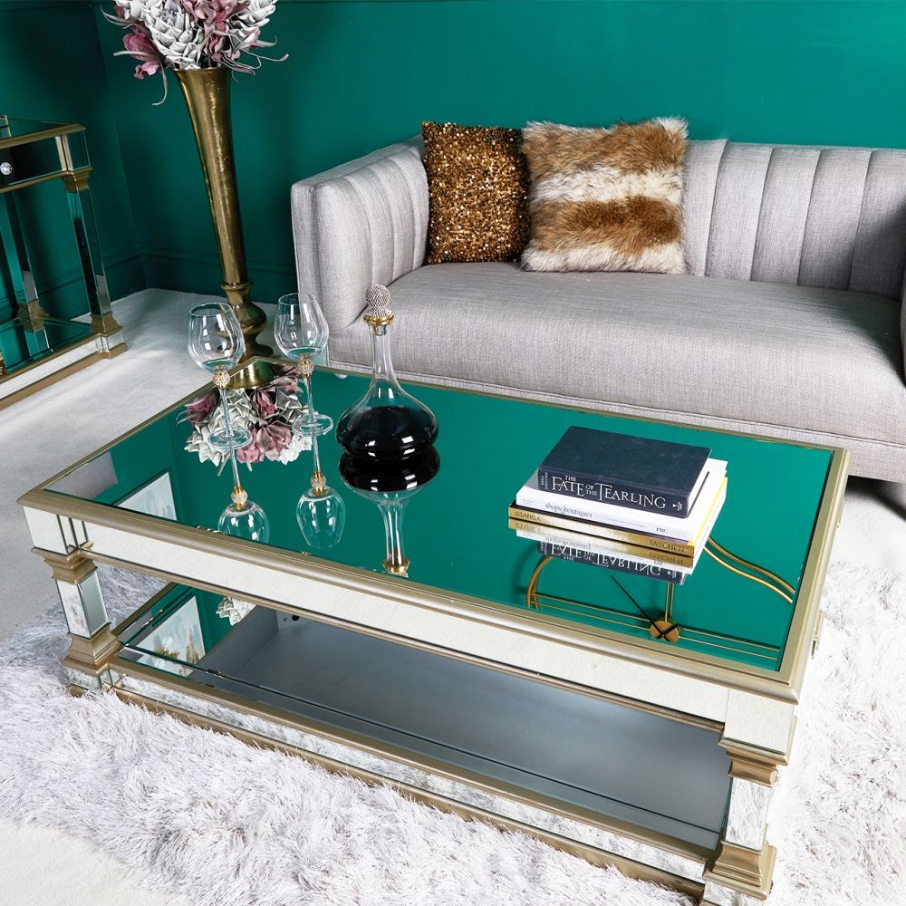 Product photograph of Apollo Champagne Gold Mirrored Coffee Table from Choice Furniture Superstore.