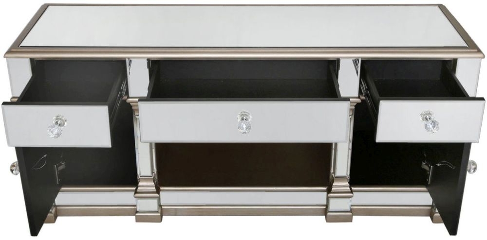 Product photograph of Apollo Champagne Gold Mirrored Tv Unit from Choice Furniture Superstore.